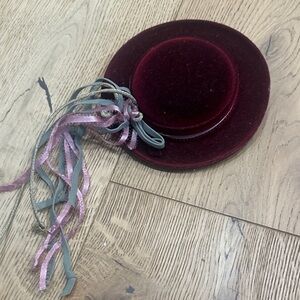 American girl pleasant company Burgundy Velvet Hat with Ribbon Accents